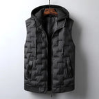 Linven Quilted Vest — Insulated Hooded Vest for Cold Weather (Gray XS) - | Zavonix
