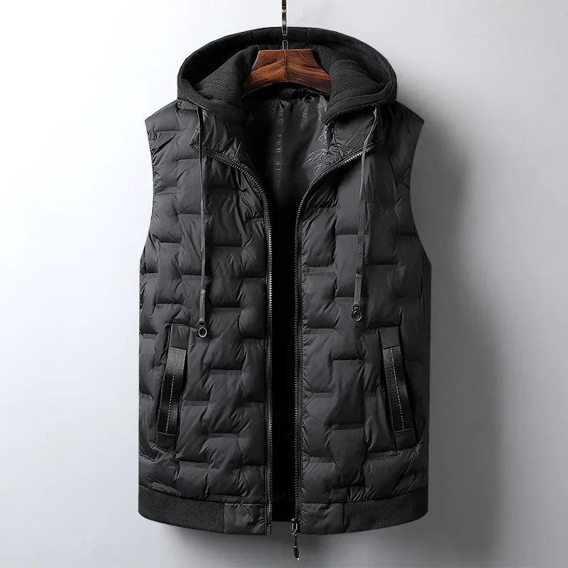 Linven Quilted Vest — Insulated Hooded Vest for Cold Weather (Gray XS) - | Zavonix