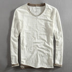 Liora — Breathable Cotton V - Neck T-Shirt with White Trim (White S) - | Zavonix
