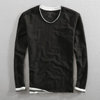 Liora — Breathable Cotton V - Neck T-Shirt with White Trim (White S) - | Zavonix