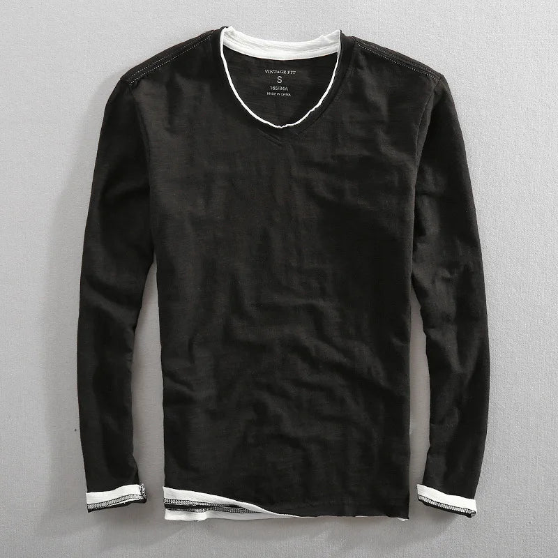 Liora — Breathable Cotton V - Neck T-Shirt with White Trim (White S) - | Zavonix