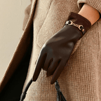 Liora — Cashmere - Lined Leather Gloves for Winter Warmth (Coffee ) - | Zavonix