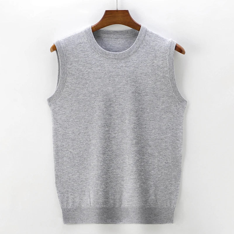 Liora KnitVest — Classic Round Neck Tailored Knit Vest for Comfort (Light Gray S) - | Zavonix