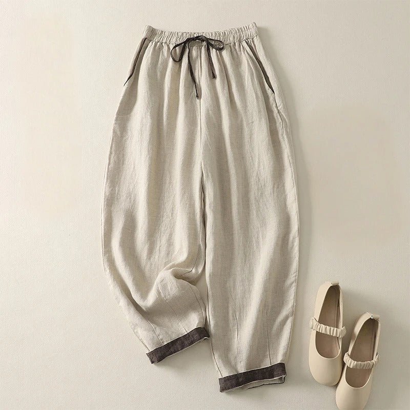 Liora — Lightweight Linen Harem Pants with Gathered Hem (XS ) - | Zavonix
