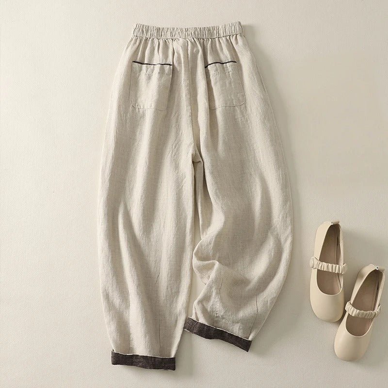 Liora — Lightweight Linen Harem Pants with Gathered Hem (XS ) - | Zavonix