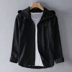 Liora — Lightweight Linen Hoodie with Precision Tailoring (Black XS) - | Zavonix