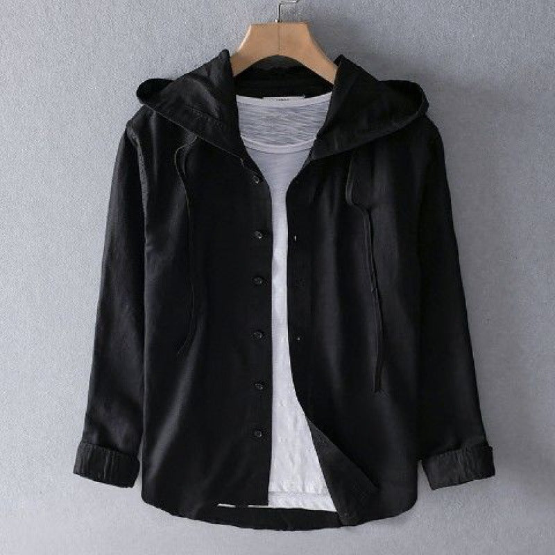 Liora — Lightweight Linen Hoodie with Precision Tailoring (Black XS) - | Zavonix