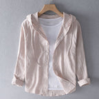 Liora — Lightweight Linen Hoodie with Precision Tailoring (Pink XS) - | Zavonix