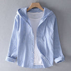 Liora — Lightweight Linen Hoodie with Precision Tailoring (Gray XS) - | Zavonix