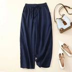 Liora — Lightweight Linen Pants with Relaxed Fit and Fluid Design (Navy Blue XS) - | Zavonix