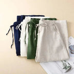 Liora — Lightweight Linen Pants with Relaxed Fit and Fluid Design (Navy Blue XS) - | Zavonix