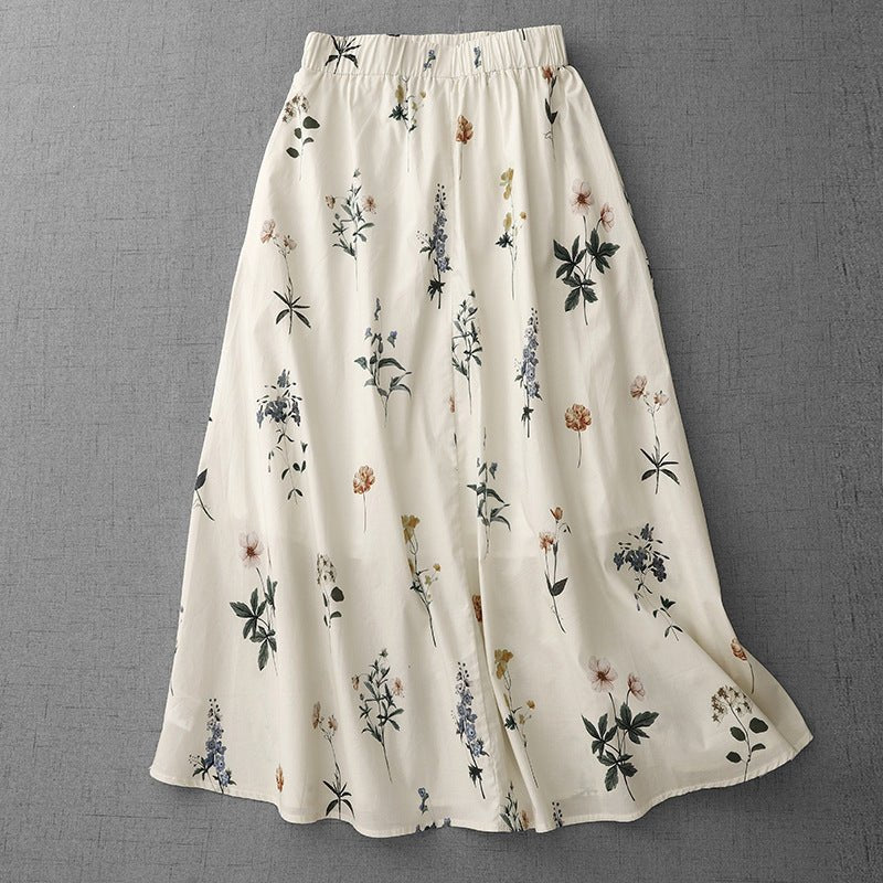 Liora — Lightweight Linen Skirt with Wildflower Motifs (XS ) - | Zavonix