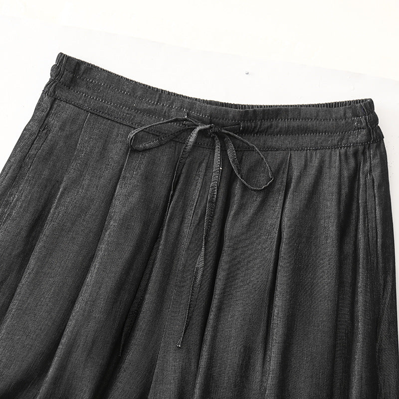 Liora — Lightweight Pleated Linen Skirt with Elastic Waistband (XS ) - | Zavonix