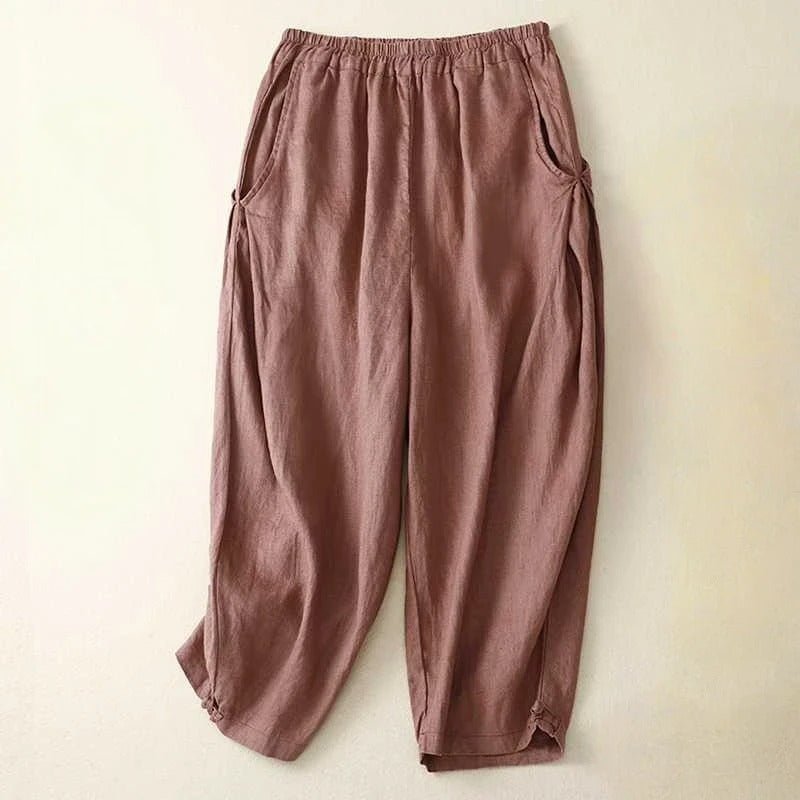 Liora Linen Pants — Breathable Casual Trousers with Gathered Waist (White XS) - | Zavonix
