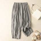 Liora Linen Pants — Breathable Pleated Trousers with Soft Texture (Pink XS) - | Zavonix