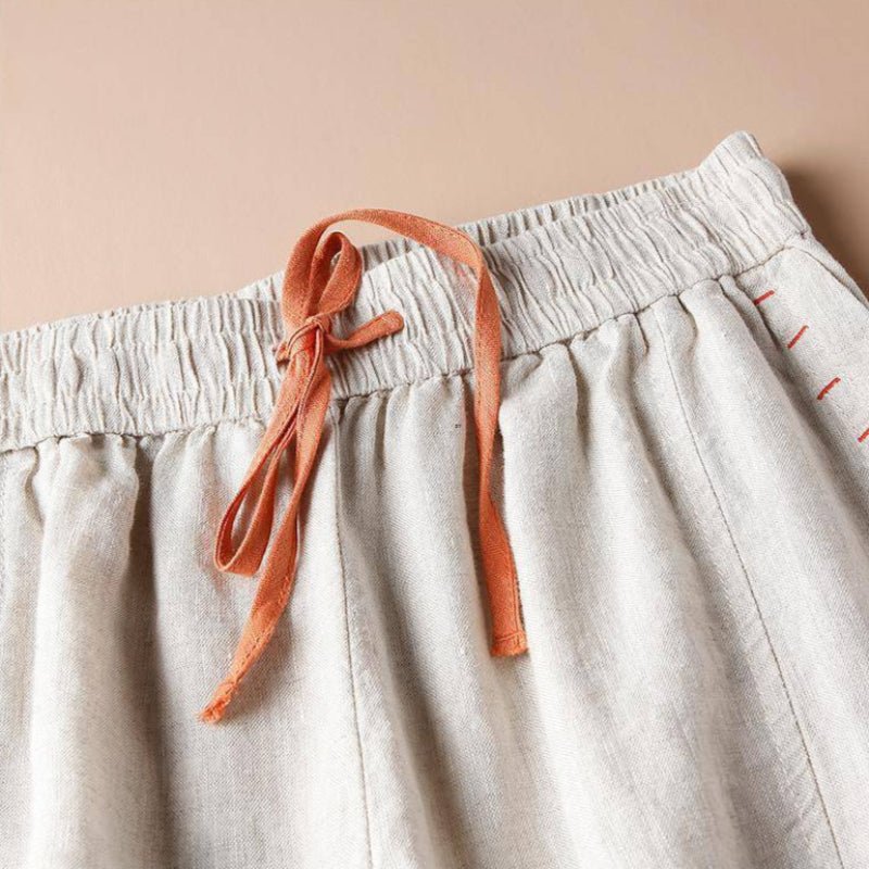 Liora Linen Pants — Breathable Relaxed - Fit Pants with Flexible Waistband (Gray XS) - | Zavonix