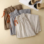Liora Linen Pants — Breathable Relaxed - Fit Pants with Flexible Waistband (Gray XS) - | Zavonix