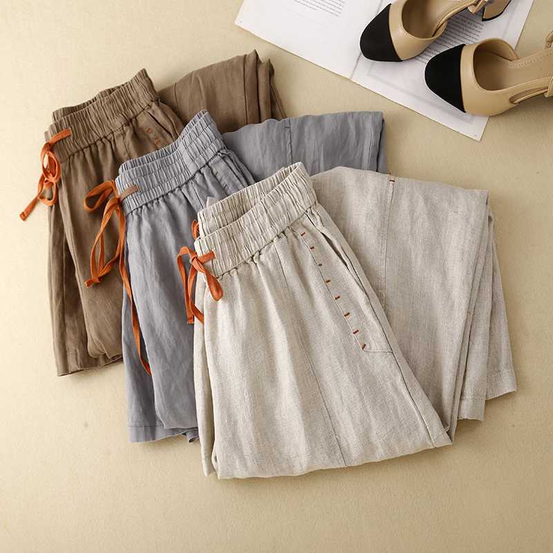 Liora Linen Pants — Breathable Relaxed - Fit Pants with Flexible Waistband (Gray XS) - | Zavonix