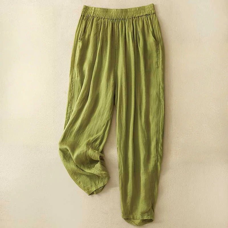 Liora Linen Pants — Lightweight Breathable Casual Trousers for Comfort (Green XS) - | Zavonix