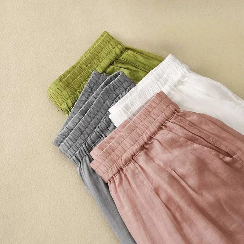 Liora Linen Pants — Lightweight Breathable Casual Trousers for Comfort (Green XS) - | Zavonix