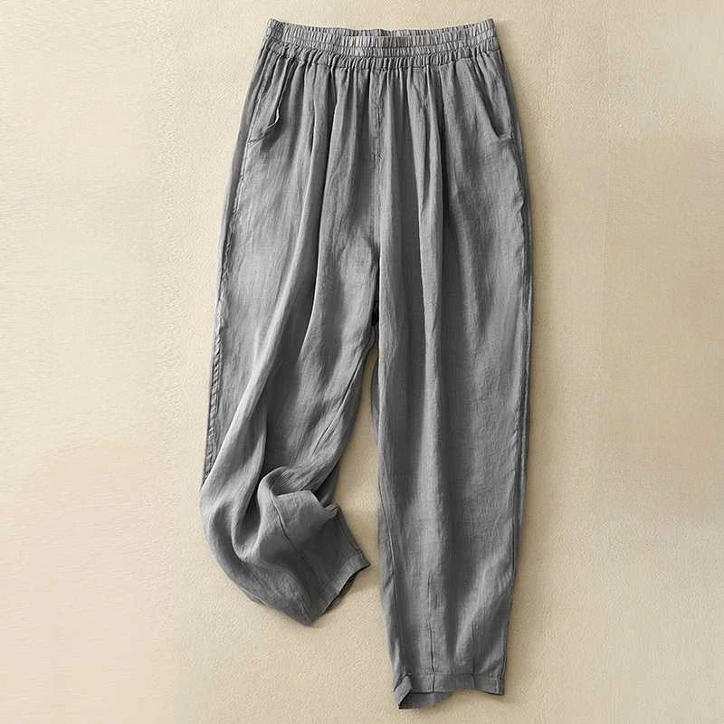 Liora Linen Pants — Lightweight Breathable Casual Trousers for Comfort (Gray XS) - | Zavonix