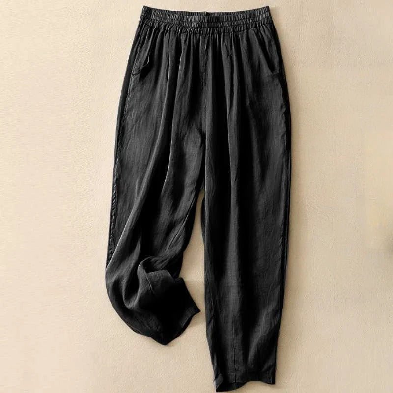 Liora Linen Pants — Lightweight Breathable Casual Trousers for Comfort (Black XS) - | Zavonix