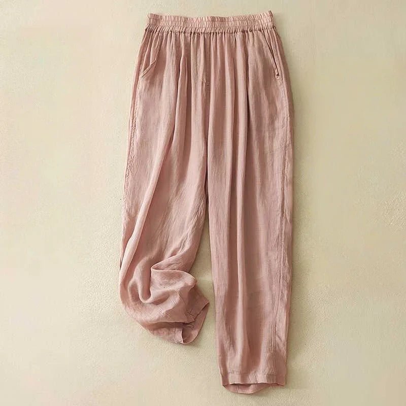 Liora Linen Pants — Lightweight Breathable Casual Trousers for Comfort (Pink XS) - | Zavonix
