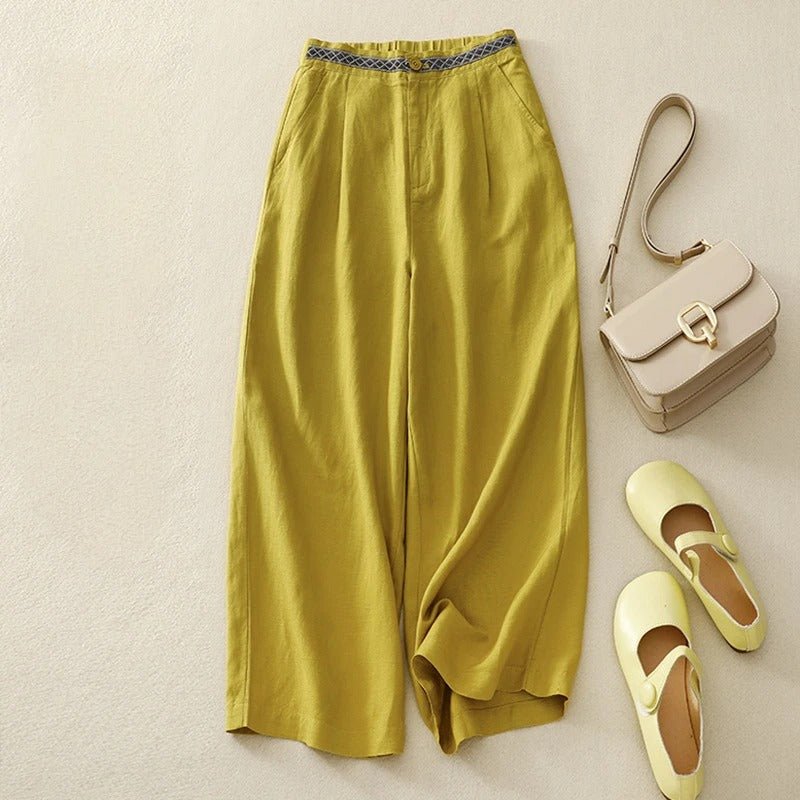 Liora Linen Pants — Soft Gossamer Linen Trousers with Structured Fit (Beige XS) - | Zavonix