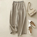 Liora Linen Pants — Soft Gossamer Linen Trousers with Structured Fit (Beige XS) - | Zavonix