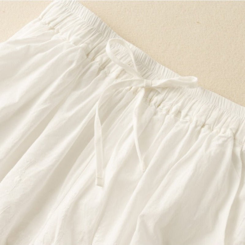 Liora Linen Shorts — Breathable Summer Shorts with Scalloped Lace Detail (Black XS) - | Zavonix