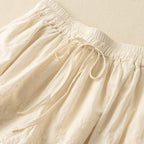 Liora Linen Shorts — Breathable Summer Shorts with Scalloped Lace Detail (Black XS) - | Zavonix