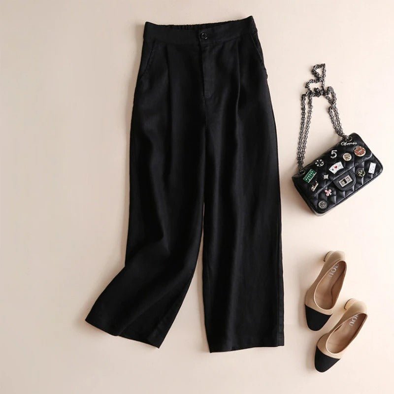 Liora Linen Trousers — Lightweight Wide - Leg Pants with Tailored Waist (Blue XS) - | Zavonix