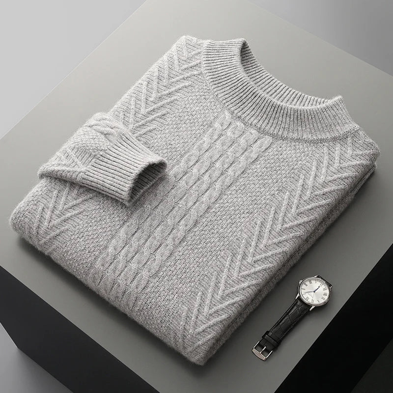 Lioran Sweater — Merino Wool Knitwear with Tailored Fit for Cold Weather (Light Gray S) - | Zavonix