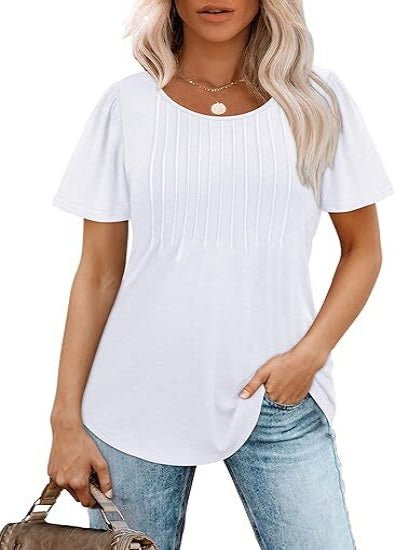 Liora Pleated Short Sleeve Scoop Neck Top Product Image 06