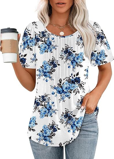 Liora Pleated Short Sleeve Scoop Neck Top Product Image 14