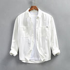 Liora — Relaxed Fit Linen Shirt with Dual Chest Pockets (White XS) - | Zavonix