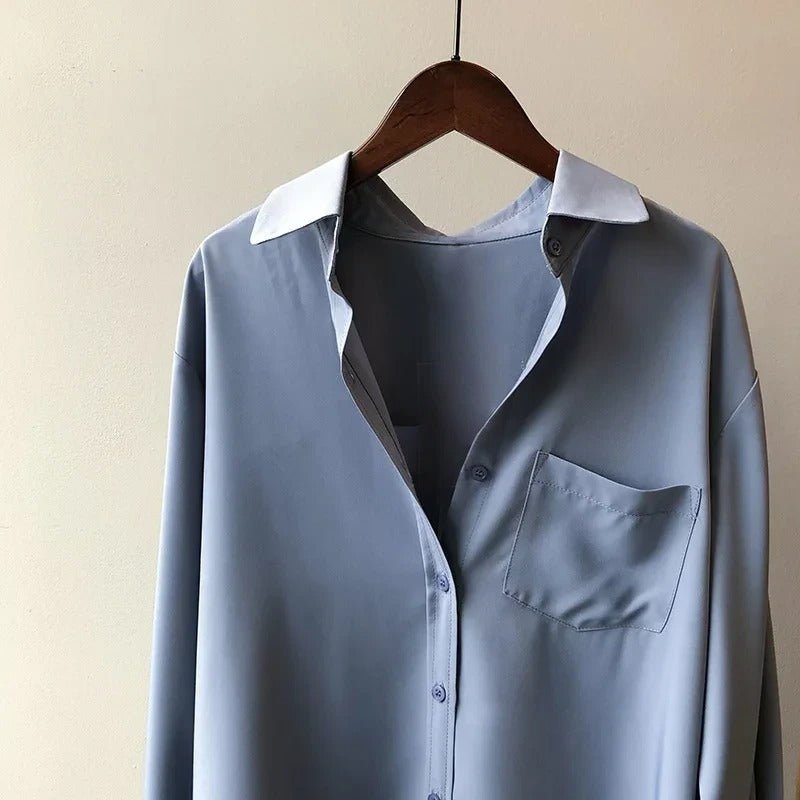Liora Silk Blouse — Soft Silk Shirt with Comfortable Fit and Elegant Style (Black XS) - | Zavonix