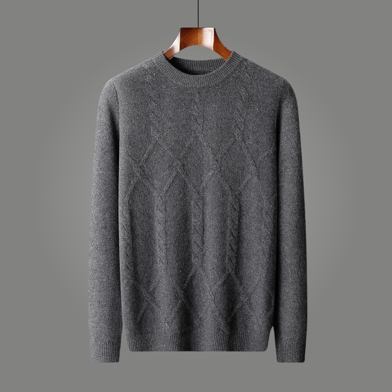 Liora Sweater — Merino Wool Cable Knit Sweater with Lightweight Warmth (Dark Grey S) - | Zavonix