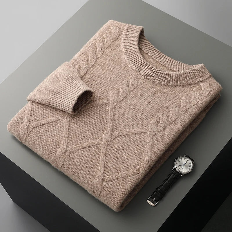 Liora Sweater — Merino Wool Cable Knit Sweater with Lightweight Warmth (Camel S) - | Zavonix