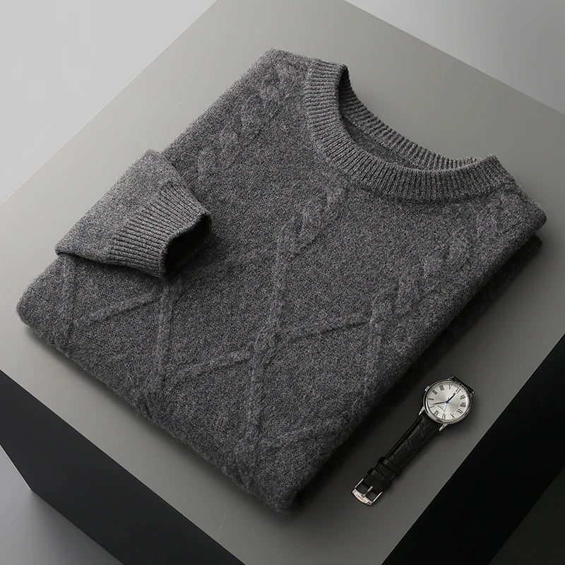 Liora Sweater — Merino Wool Cable Knit Sweater with Lightweight Warmth (Dark Grey S) - | Zavonix