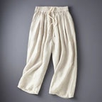 Liora — Women's Breathable Linen Trousers with Adjustable Waist (Gray XS) - | Zavonix