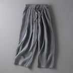 Liora — Women's Breathable Linen Trousers with Adjustable Waist (Gray XS) - | Zavonix
