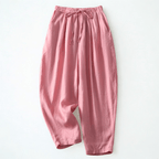 Liora — Women's Cropped Linen Top with Soft Rosy Hue (Pink XS) - | Zavonix
