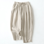 Liora — Women's Cropped Linen Top with Soft Rosy Hue (Beige XS) - | Zavonix