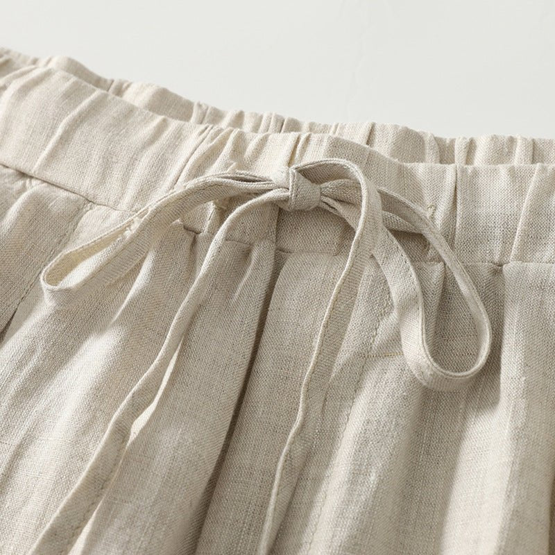 Liora — Women's Cropped Linen Top with Soft Rosy Hue (Beige XS) - | Zavonix