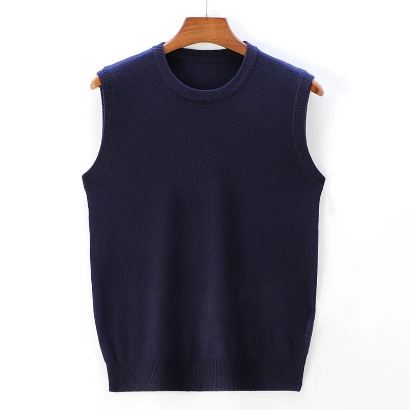 Liora KnitVest — Classic Round Neck Tailored Knit Vest for Comfort (Blue Navy S) - | Zavonix