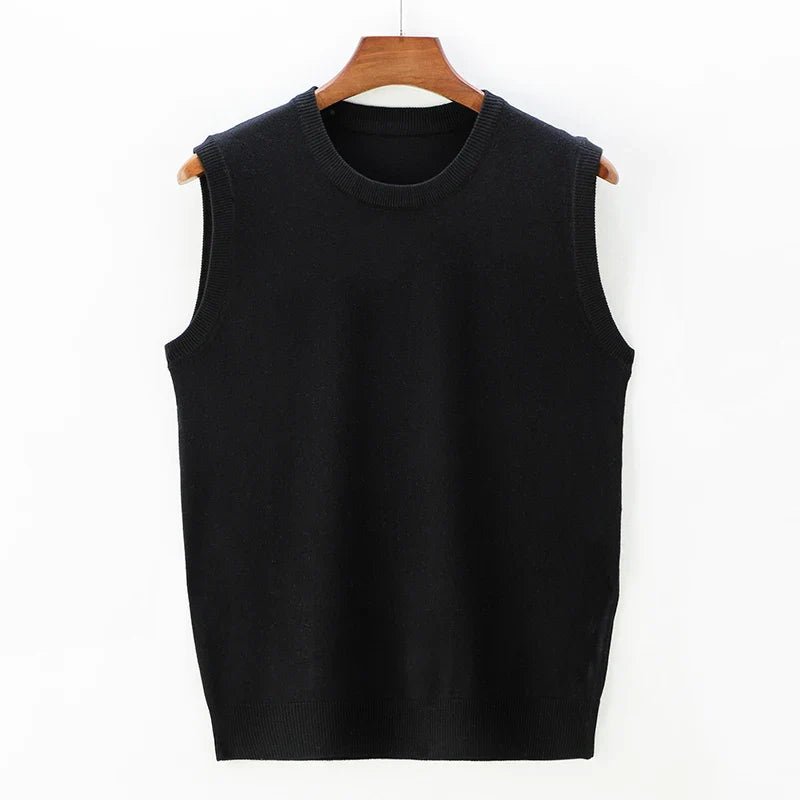 Liora KnitVest — Classic Round Neck Tailored Knit Vest for Comfort (Black S) - | Zavonix