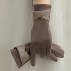 Liora — Women’s Suede and Leather Winter Gloves with Tailored Fit (Beige S) - | Zavonix