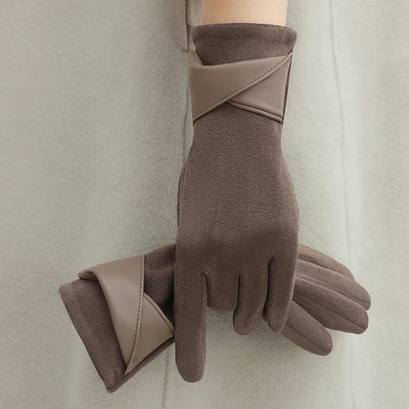 Liora — Women’s Suede and Leather Winter Gloves with Tailored Fit (Beige S) - | Zavonix
