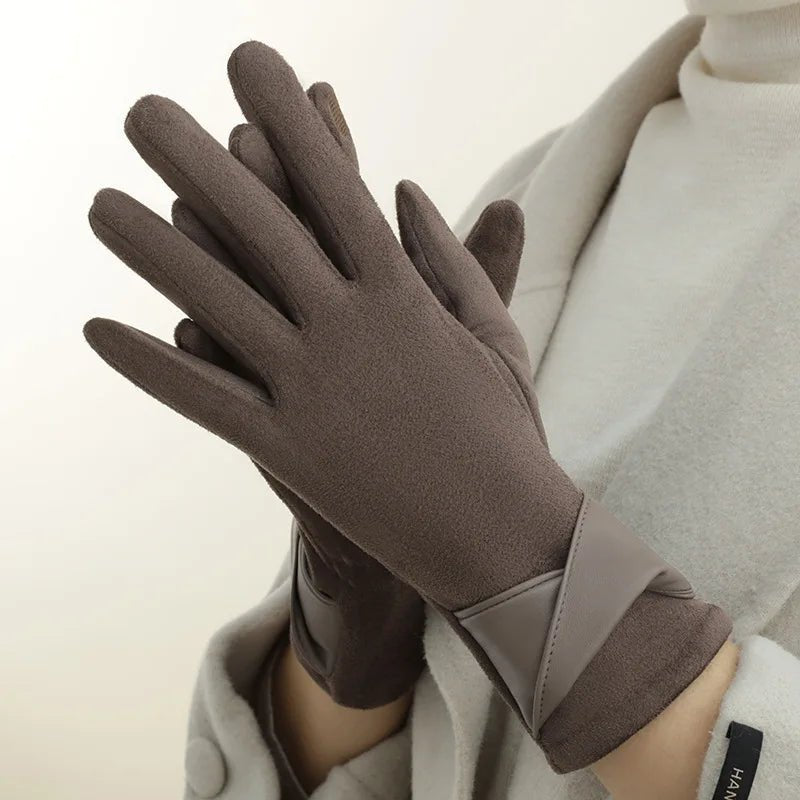 Liora — Women’s Suede and Leather Winter Gloves with Tailored Fit (Brown S) - | Zavonix